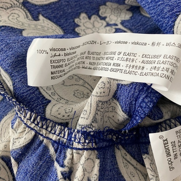 Zara Blue and White Floral Long Sleeve Maxi Dress Size Small - Picture 7 of 7